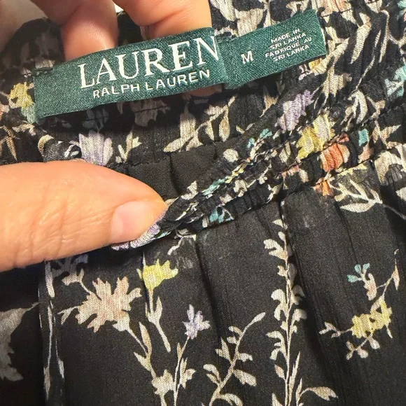 Ralph Lauren Black Floral Tiered Maxi Skirt with Multicolor Print - Picture 5 of 6